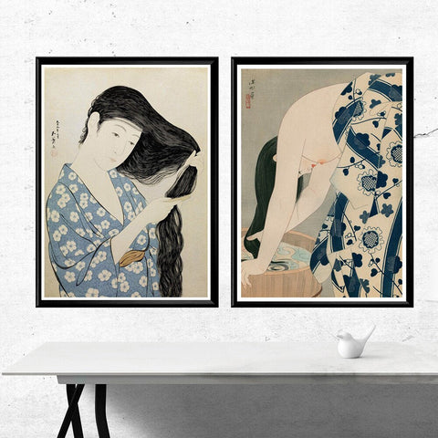 Tableau vintage japonais cheveux femme