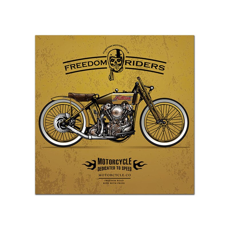 Tableau vintage moto crâne