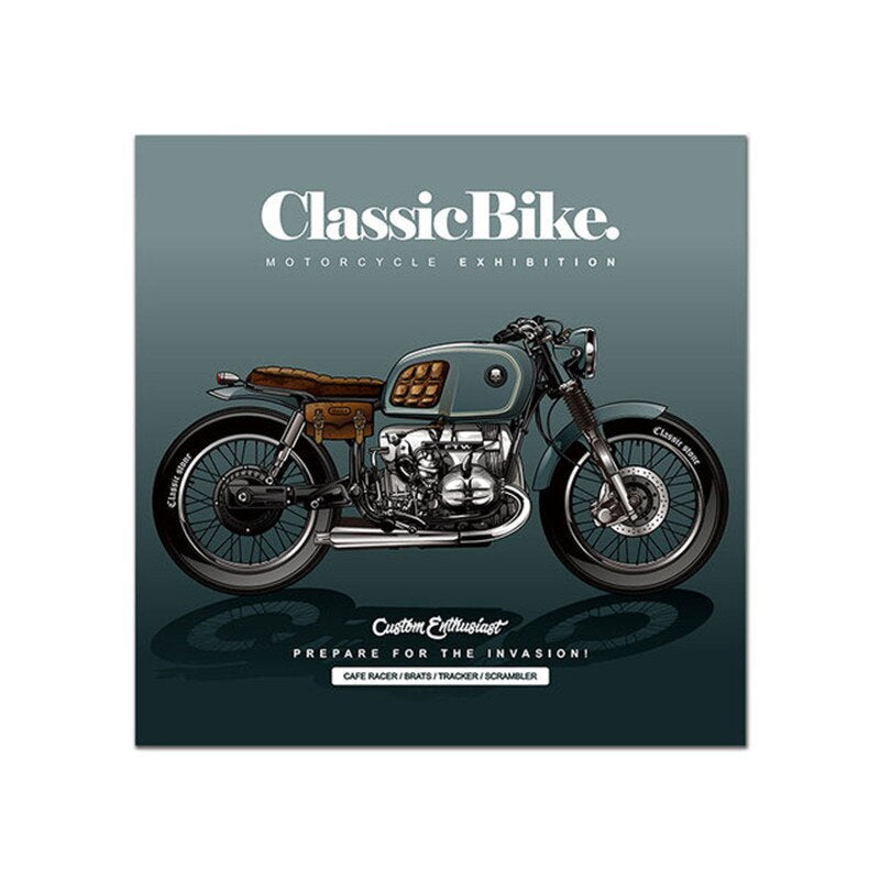 Tableau vintage moto fond gris