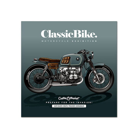 Tableau vintage moto fond gris