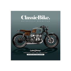 Tableau vintage moto fond gris