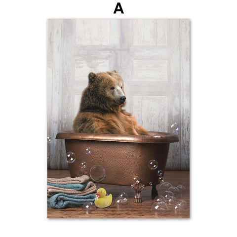 tableau baignoire ours marrant